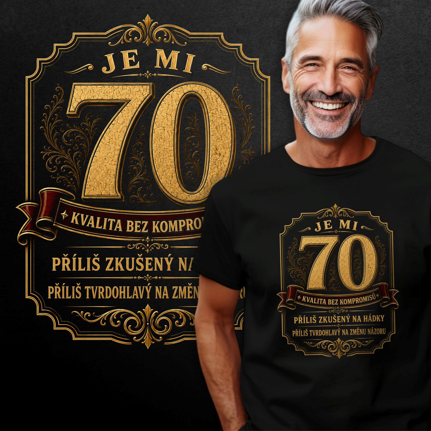 Tričko s potiskem 70 - Kvalita bez kompromisů - transparent-luxury