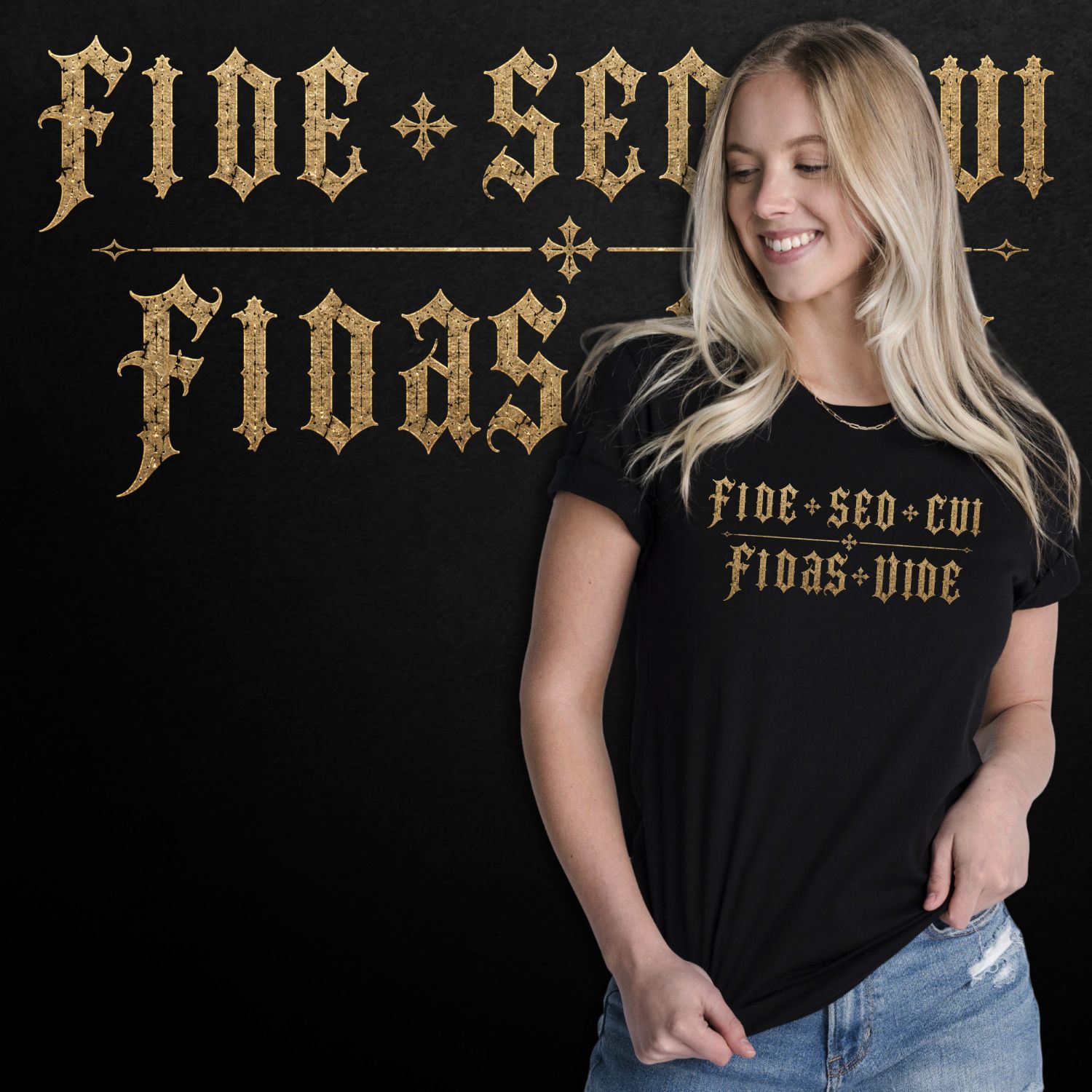Tričko s potiskem Fide Sed Cui Fidas Vide - dámské