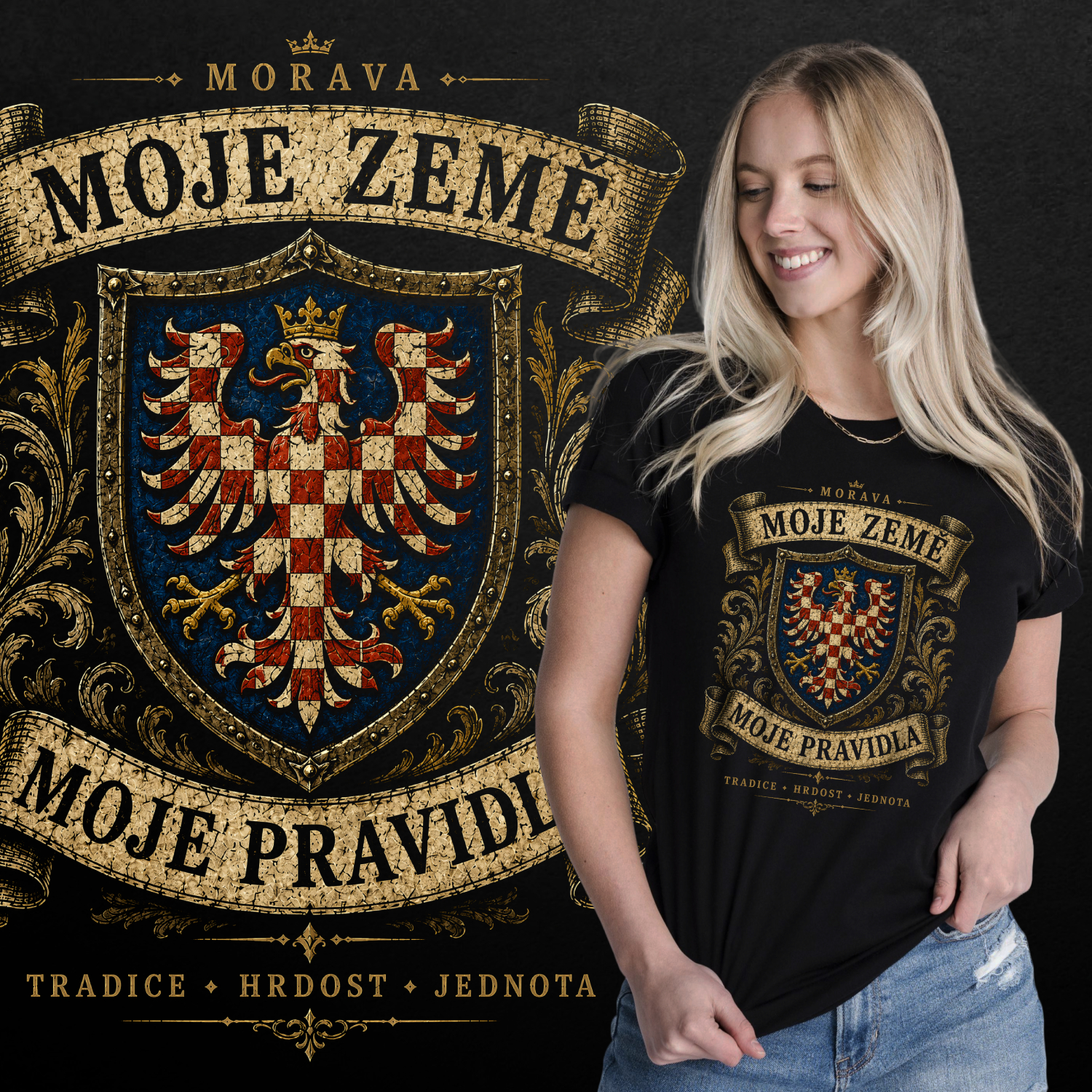 Tričko s potiskem Morava-Moje země - moje pravidla