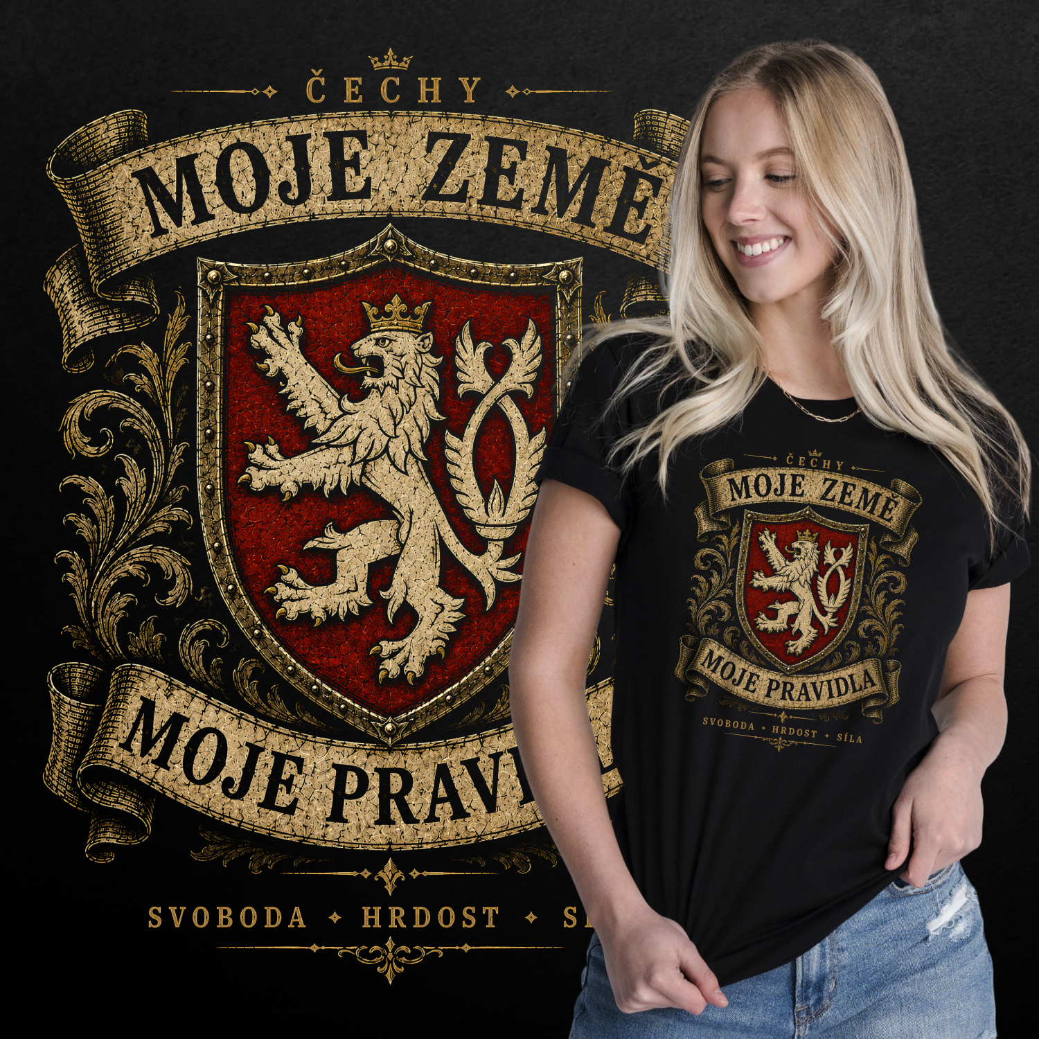 Tričko s potiskem Čechy-Moje země - moje pravidla