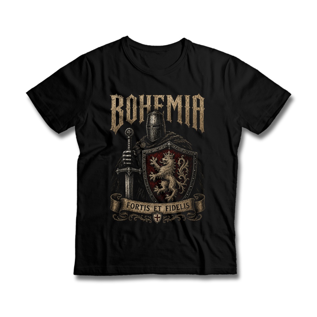 Tričko s potiskem Rytíř Bohemie-Fortis et Fidelis