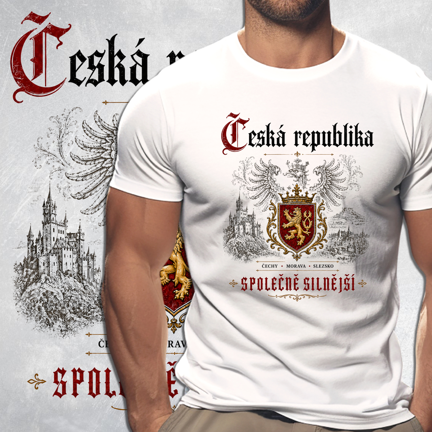 Tričko s potiskem Česká republika-Společně silnější - pánské