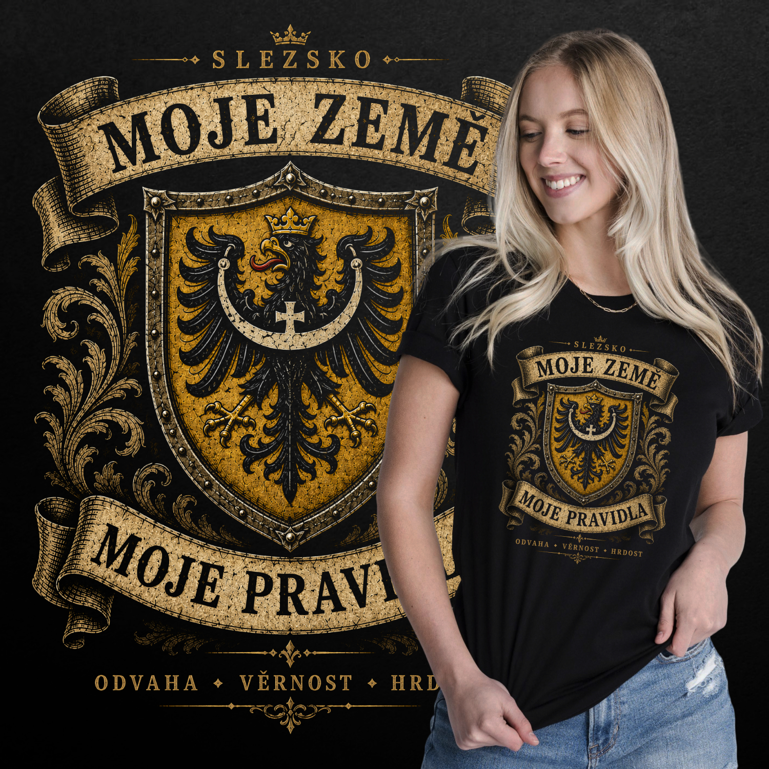 Tričko s potiskem Slezsko-Moje země - moje pravidla