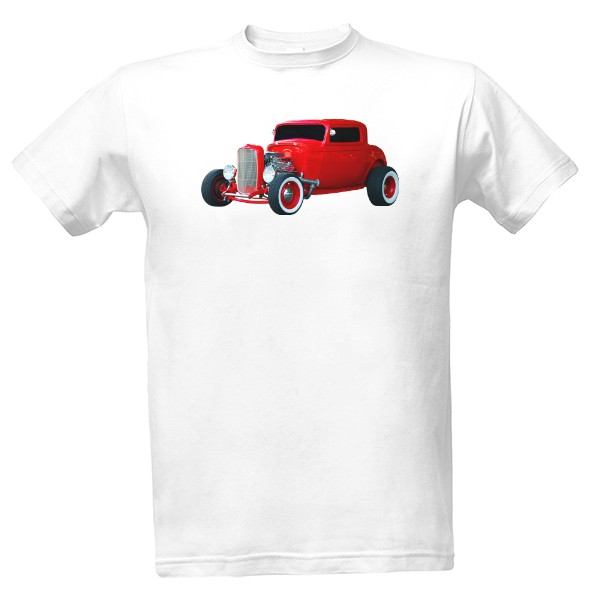 Tričko s potiskem Auto moto-Retro Hot Rod červené auto