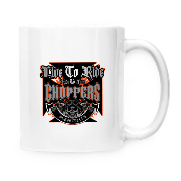 Hrnek malý bílý s potiskem Choppers-hrnek pro motorkáře