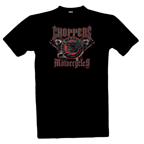 Tričko s potiskem Choppers Motorcycles Rebel Bikers