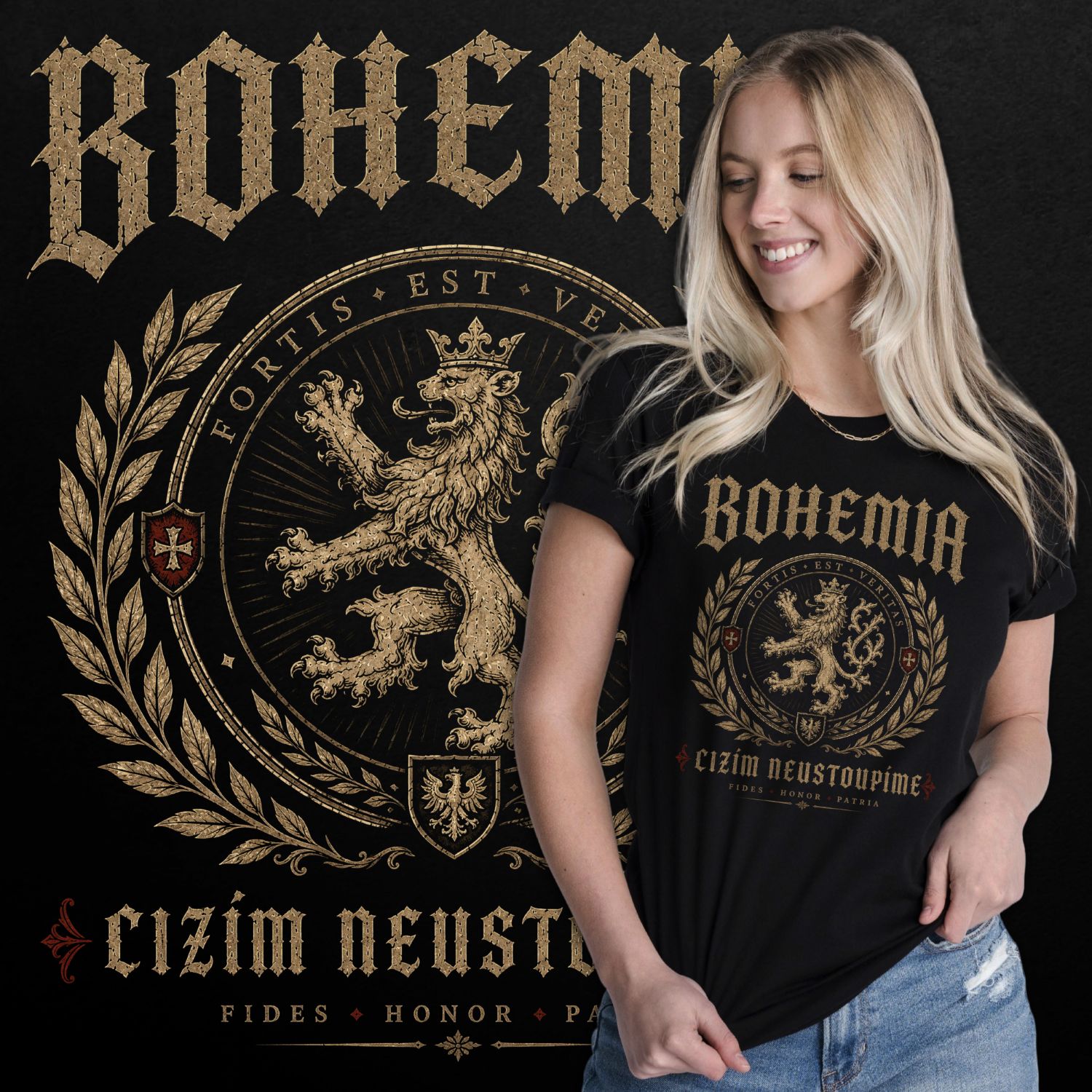 Tričko s potiskem Bohemia-Cizím neustoupíme - dámské