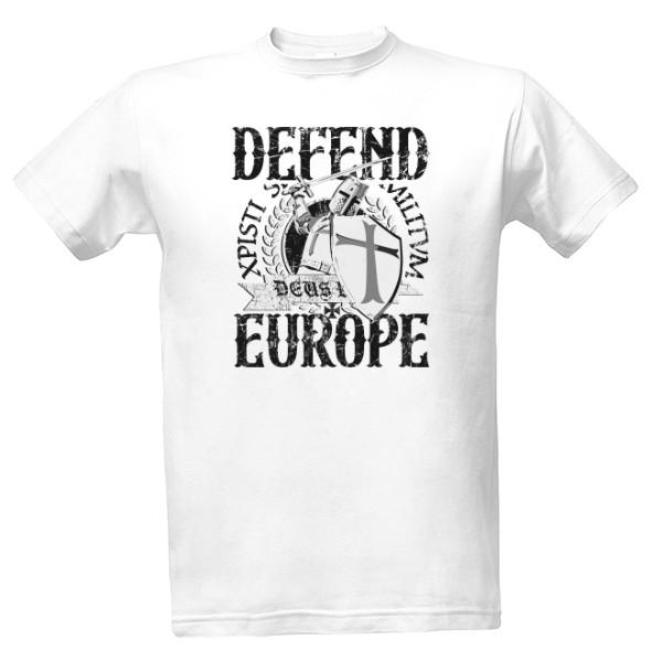 Tričko s potiskem Defend Europe Deus Vult-černý design