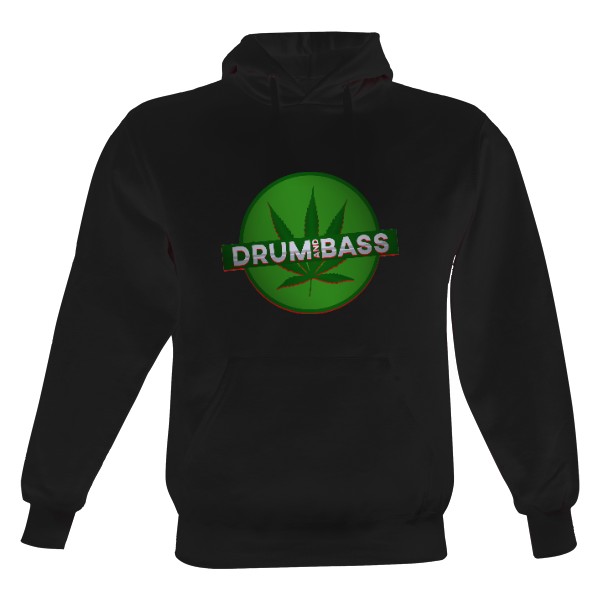Pánská mikina s kapucí Just Hoods s potiskem DRUM AND BASS s listem konopí mikina pánská