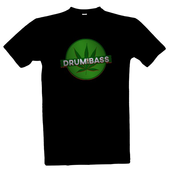 Tričko s potiskem DRUM AND BASS s listem konopí tričko