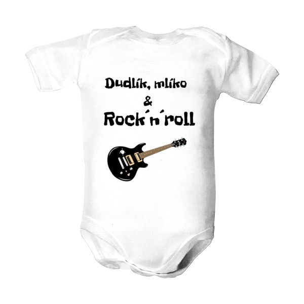 Dětské body  s potiskem Dudlík, mlíko, rock´n´roll