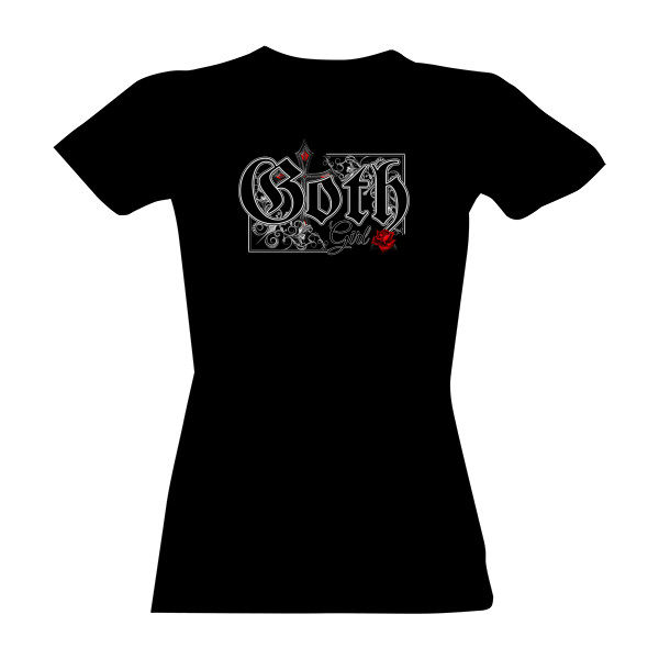 Tričko s potiskem Goth Girl - růže a kříž