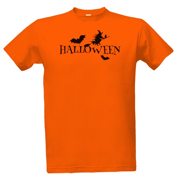 Tričko s potiskem Halloween-netopýr a čarodějnice