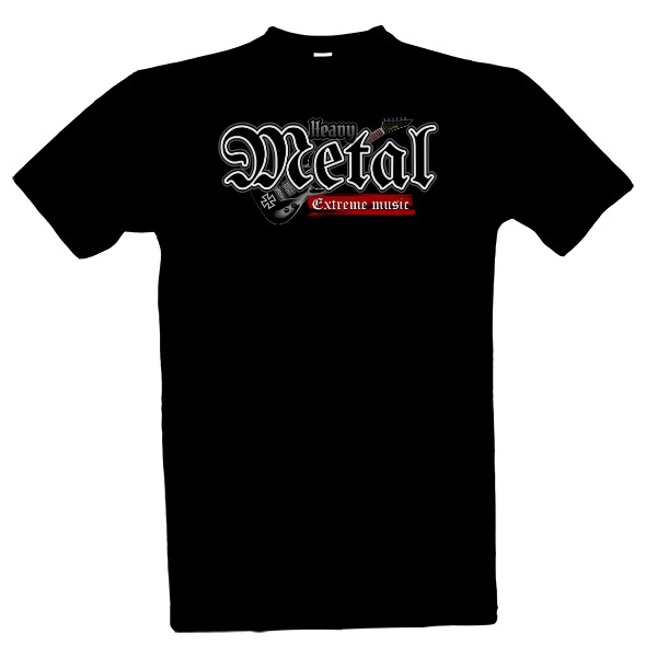 Tričko s potiskem Heavy Metal nápis a kytara