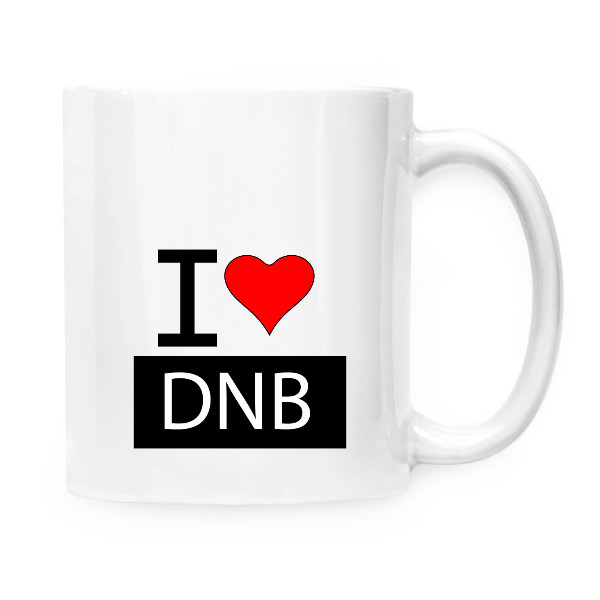 Hrnek malý bílý s potiskem I ♥ DNB.