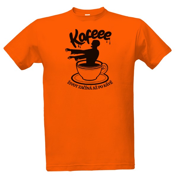 Tričko s potiskem Kafe-život začíná po kávě černý nápis