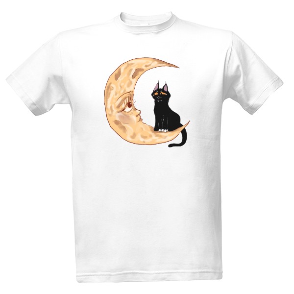 Tričko s potlačou Mačka na mesiaci