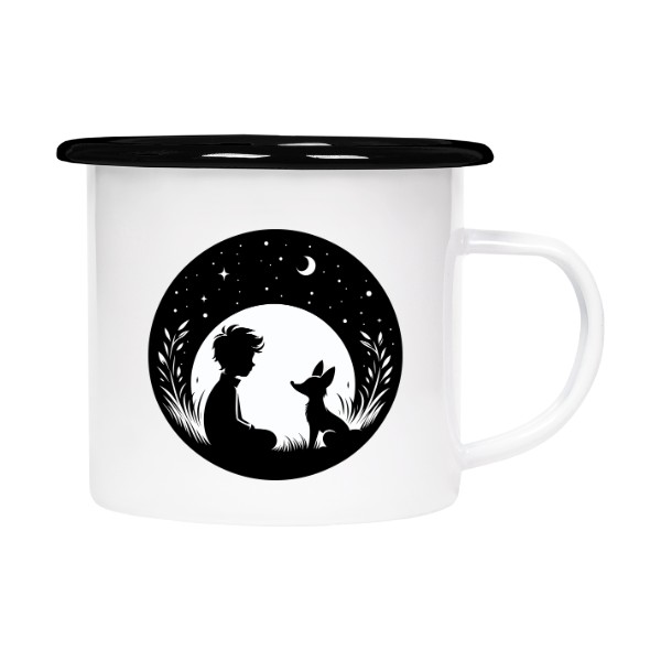 Plecháček - smaltový lem s potiskem malý princ a liška