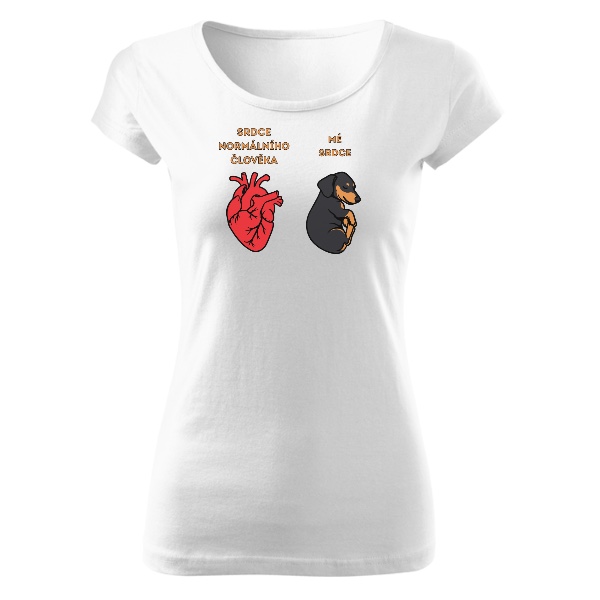 Tričko s potiskem Moje srdce má čtyři tlapky