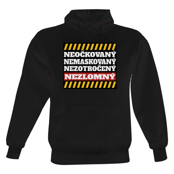 Pánská mikina s kapucí s potiskem Neočkovaný-Nezlomný