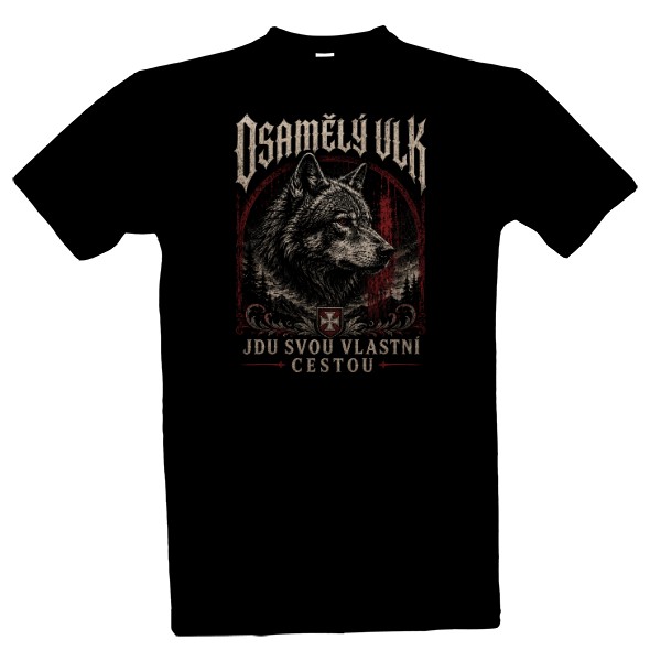 Tričko s potiskem Osamělý vlk - backprint - Silný i v samotě