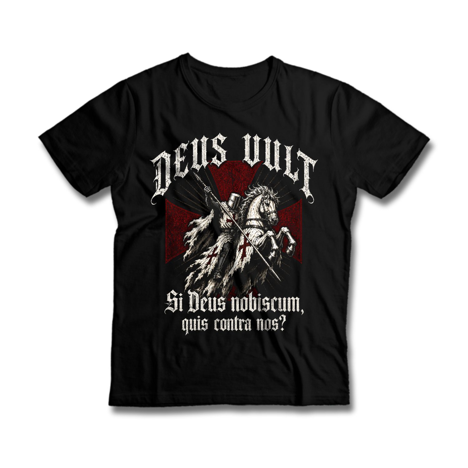 Tričko s potiskem Templář-Deus Vult-Si Deus Nobiscum