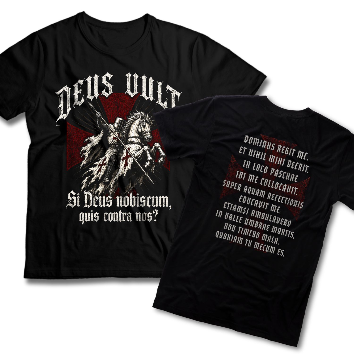Tričko s potiskem Templář-Deus Vult - backprint