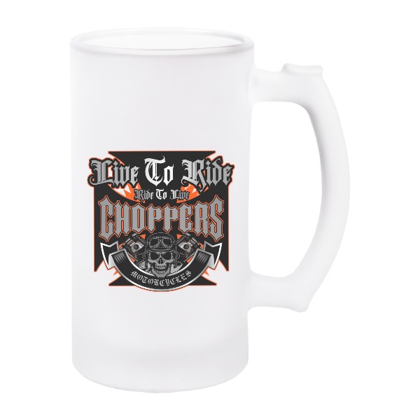 Polliter na pivo - matné sklo s potlačou Pivný korbel Choppers
