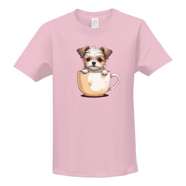 Tričko s potlačou psík v hrnčeku