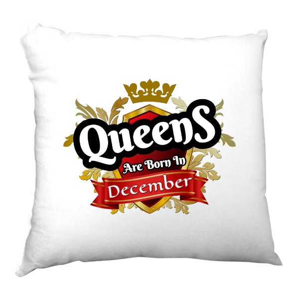 Polštář saténový s potiskem Queens Are Born in December