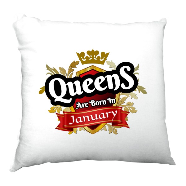 Polštář saténový s potiskem Queens Are Born in January