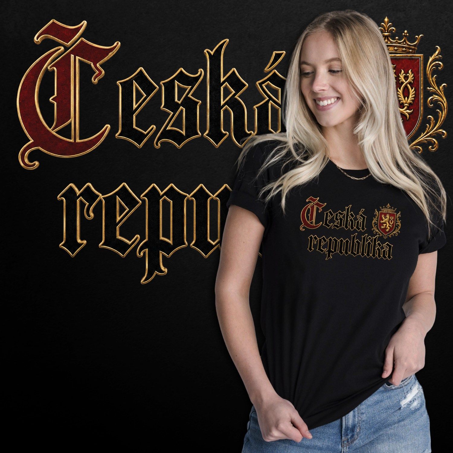 Tričko s potiskem Česká republika-Heraldický lev-Luxusní design