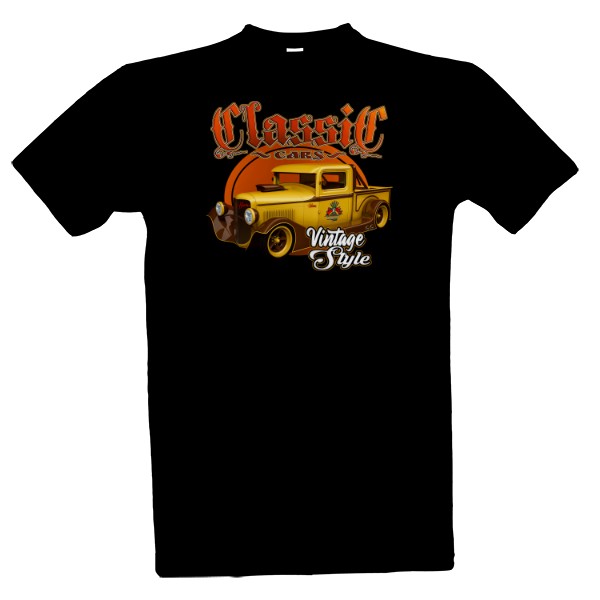 Tričko s potiskem Retro auto žlutý pickup-classic cars