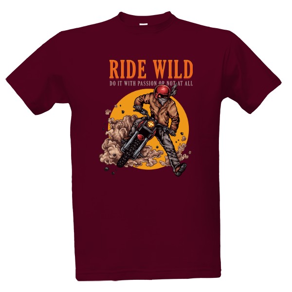 Tričko s potiskem Ride Wild-Motorkář
