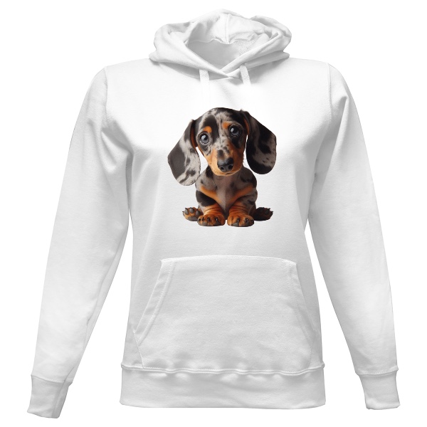 Dámská mikina s kapucí s potiskem Roztomilý merle jezevčík