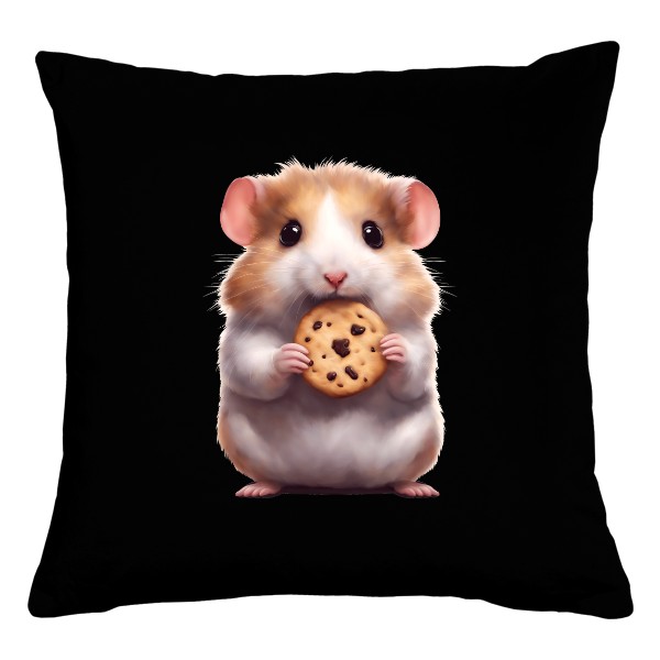 Vankúš bavlnený s potlačou škrečok so sušienkou