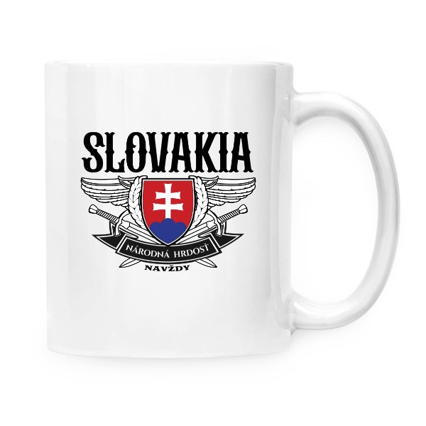 Hrnek malý bílý s potiskem Slovakia-národní hrdost-hrneček