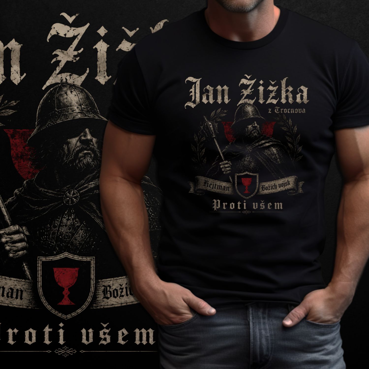 Tričko s potiskem Jan Žižka z Trocnova-Proti všem
