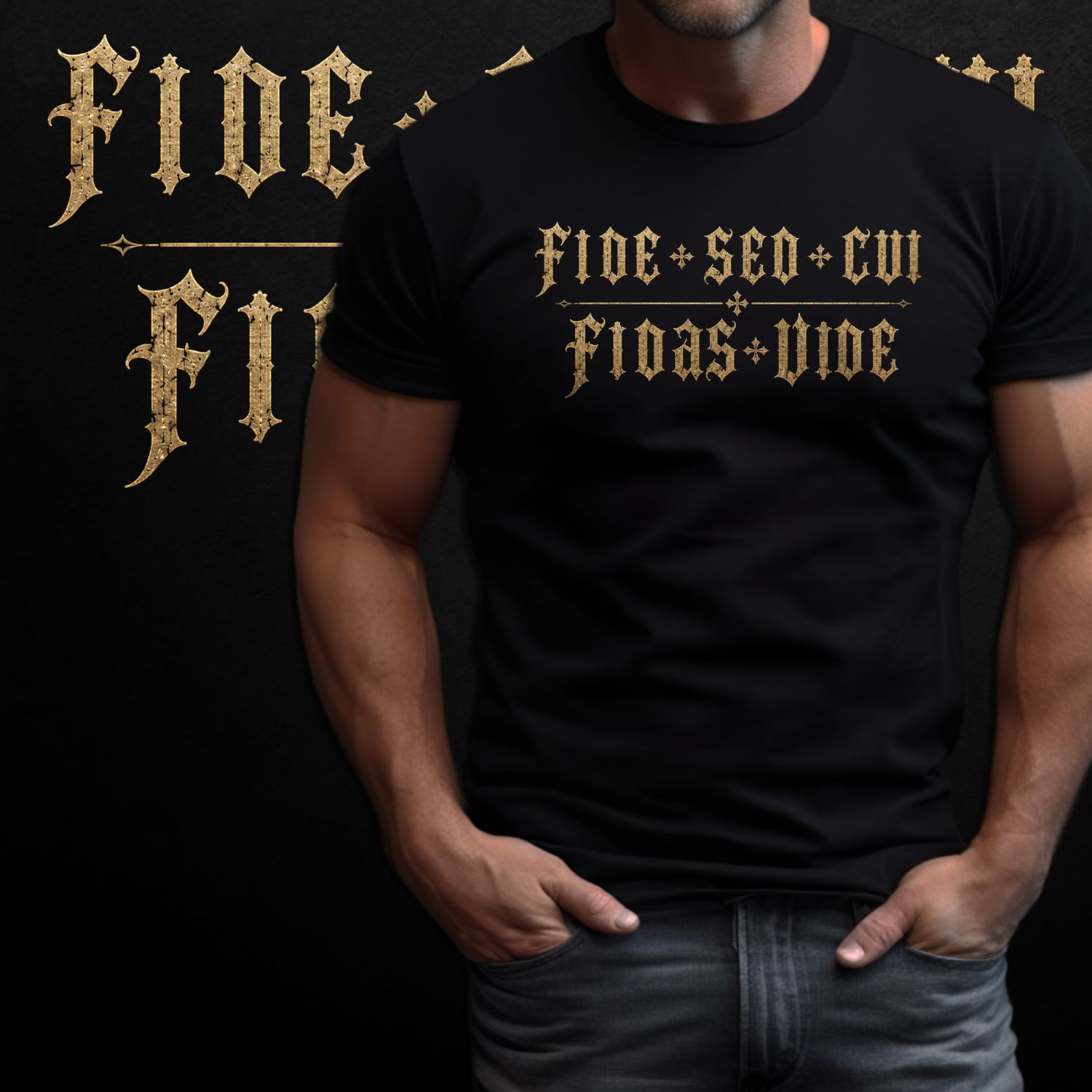 Tričko s potiskem Fide Sed Cui Fidas Vide - pánské