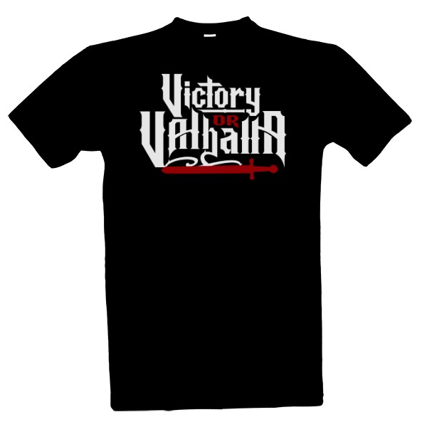 Victory Or Valhalla-Nápis a meč