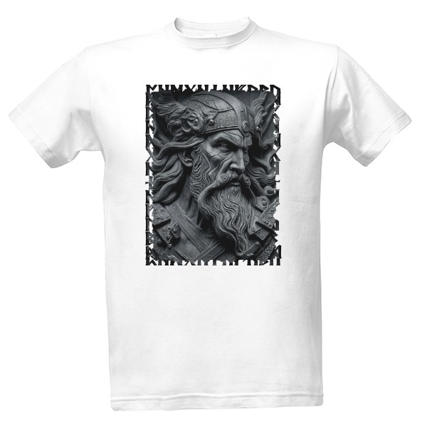 Tričko s potiskem Viking válečník-Šedý