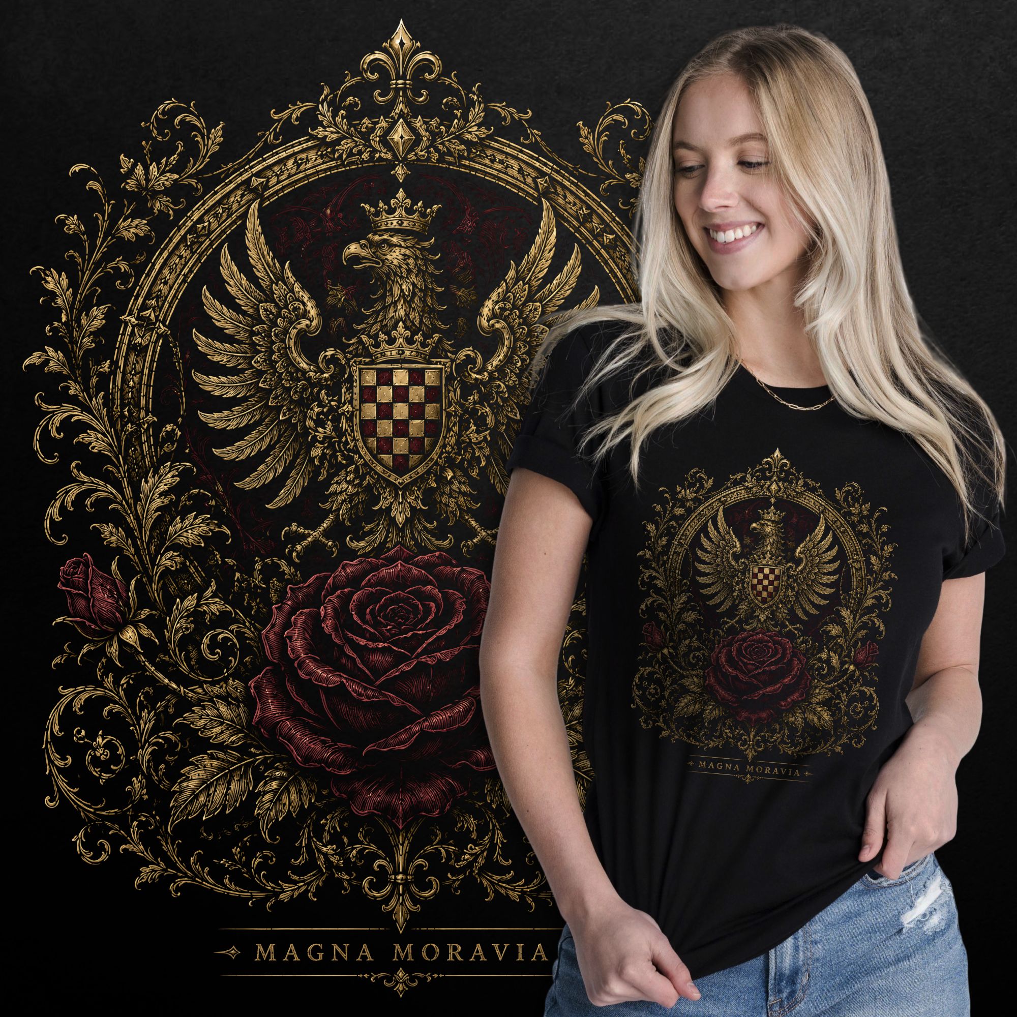 Tričko s potiskem Magna Moravia - Moravská růže