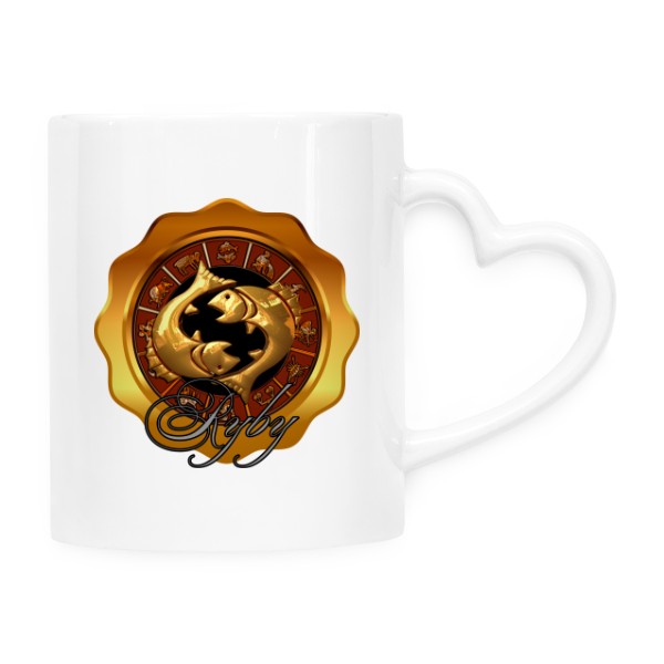 Hrnek srdce s potiskem Znamení zvěrokruhu RYBY dárek
